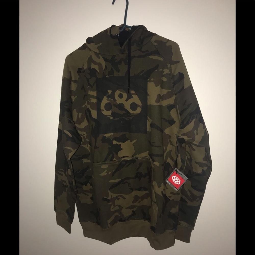 686 MEN’S KNOCKOUT CAMO PULLOVER HOODIE! LARGE